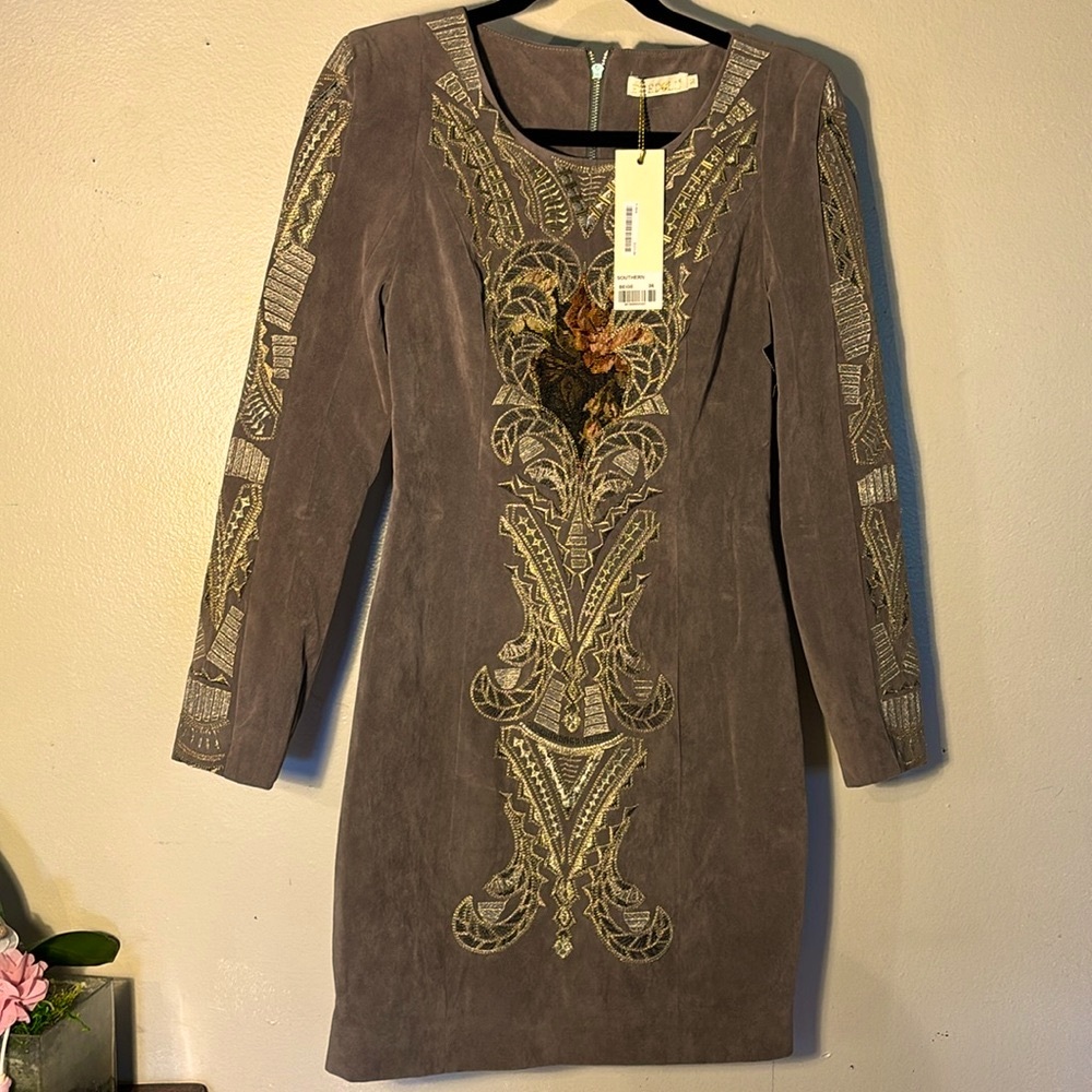 Eyedoll southern beige dress . NWT. Small/36.Feels like crushed velvet